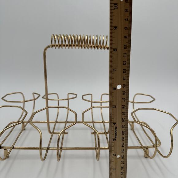 Mcm Vintage Gold Metal Beverage Serving Caddy - Picture 5 of 6